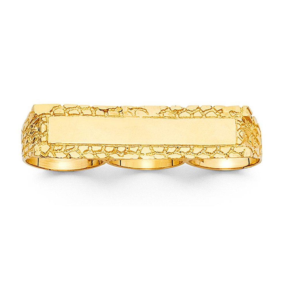 14KT Gold Three Finger Men's Ring Width 15mm